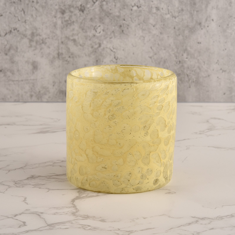spider web pattern off white matte finish 10oz handmade spotted glass candle holder