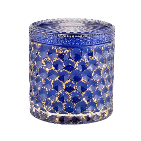 China Luxury Diamond shaped glass candle holders with glass lids manufacturer