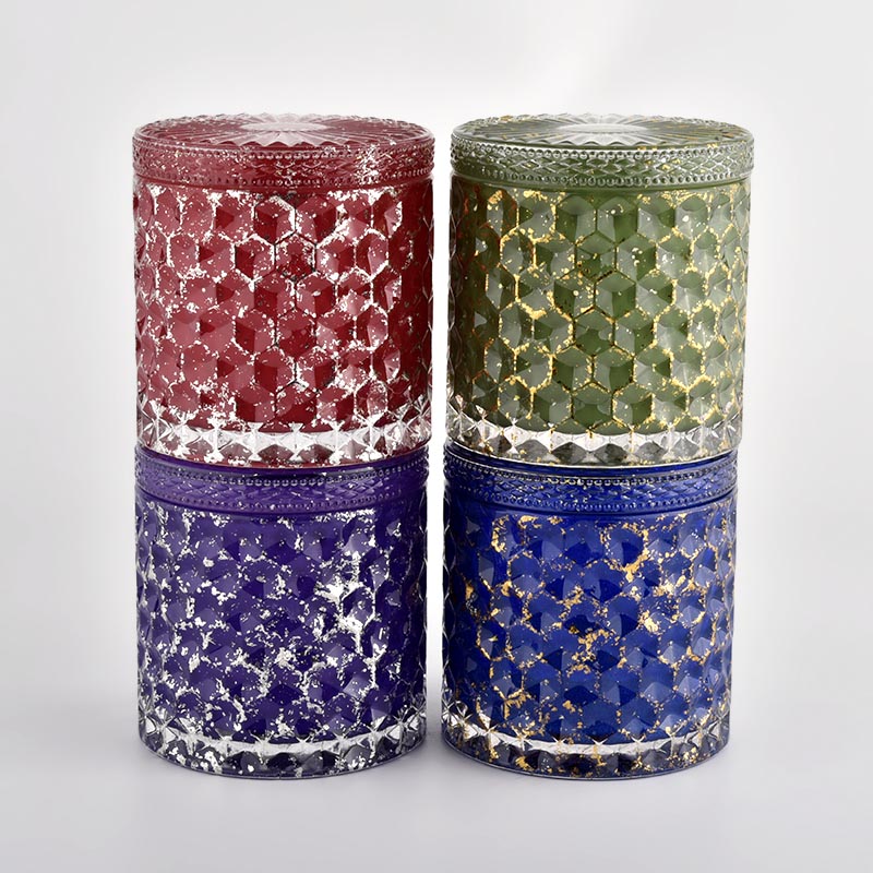 Luksusowe szklane świeczniki w kształcie rombu ze szklanymi pokrywkami