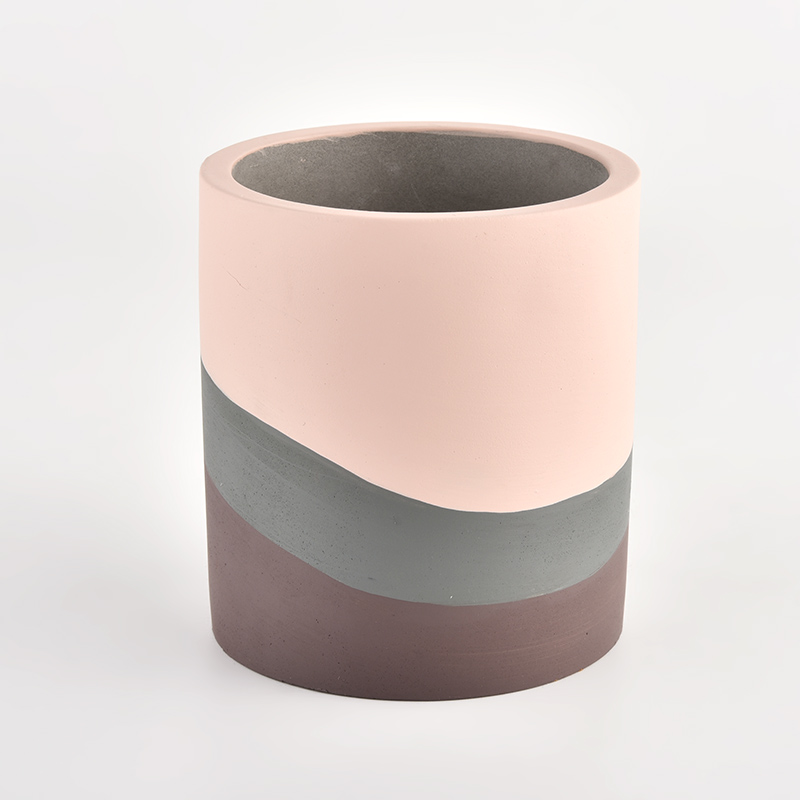 Popular 460ml three color concrete cylinder candle holder for supplier