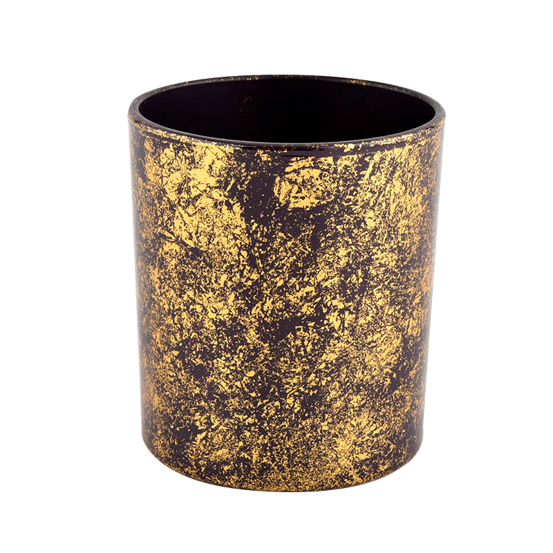 8 oz 10 oz 12 oz balang kaca untuk membuat lilin dengan hiasan emas