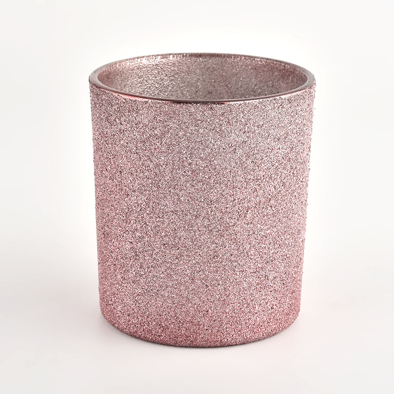 Ljusbehållare av metalliskt roséguld glas 8oz