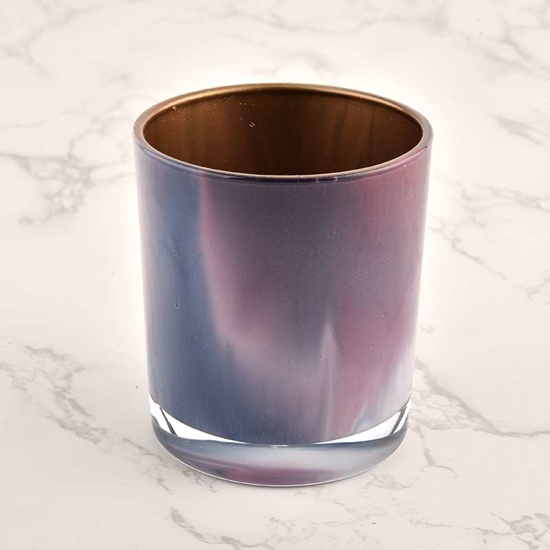 luxury glossy metal decoration glass candle holder