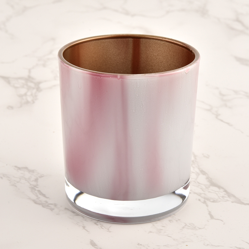 luxury iridescent metal color glass candle jar