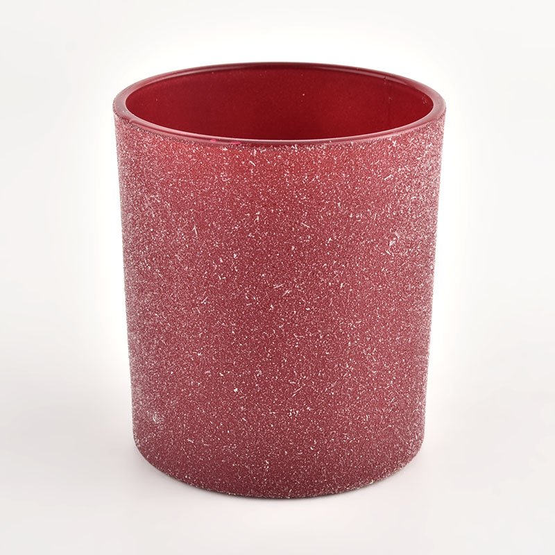砂の効果を持つ家の装飾の赤いガラスのキャンドルジャー