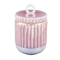 Kina Nydesignet 400 ml skinnende pink keramisk lysestage med låg til engros fabrikant
