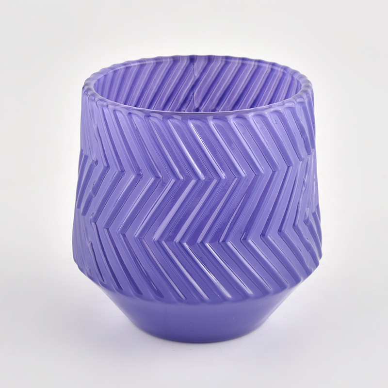 vaso portacandele in vetro viola antico con base 200ml