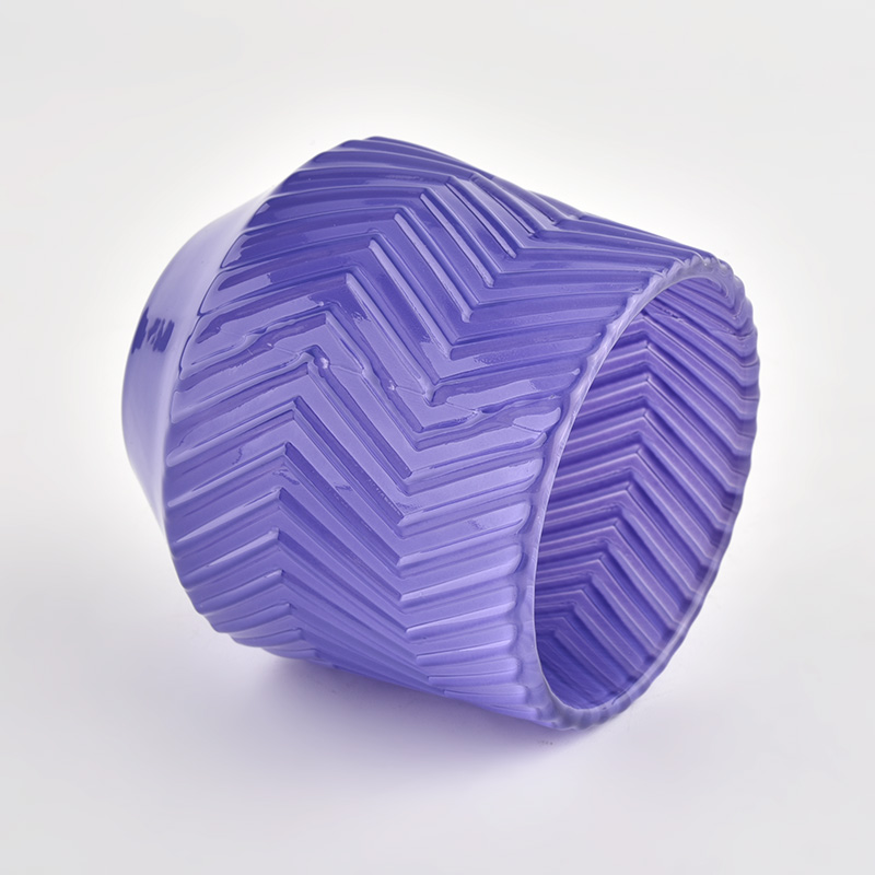 ベース200mlの紫色のアンティークガラスキャンドル容器