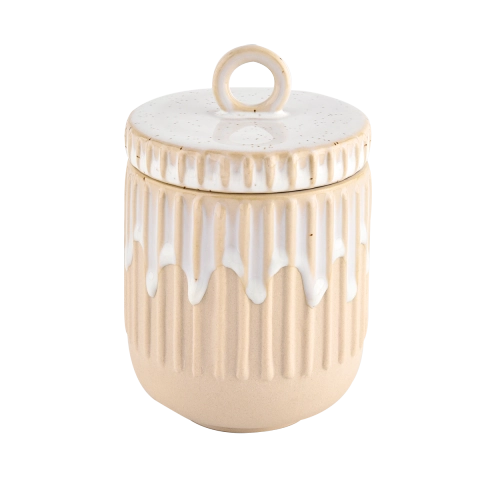 中国 批发 10 盎司 12 盎司棕色陶瓷烛台带盖，用于家居装饰 制造商