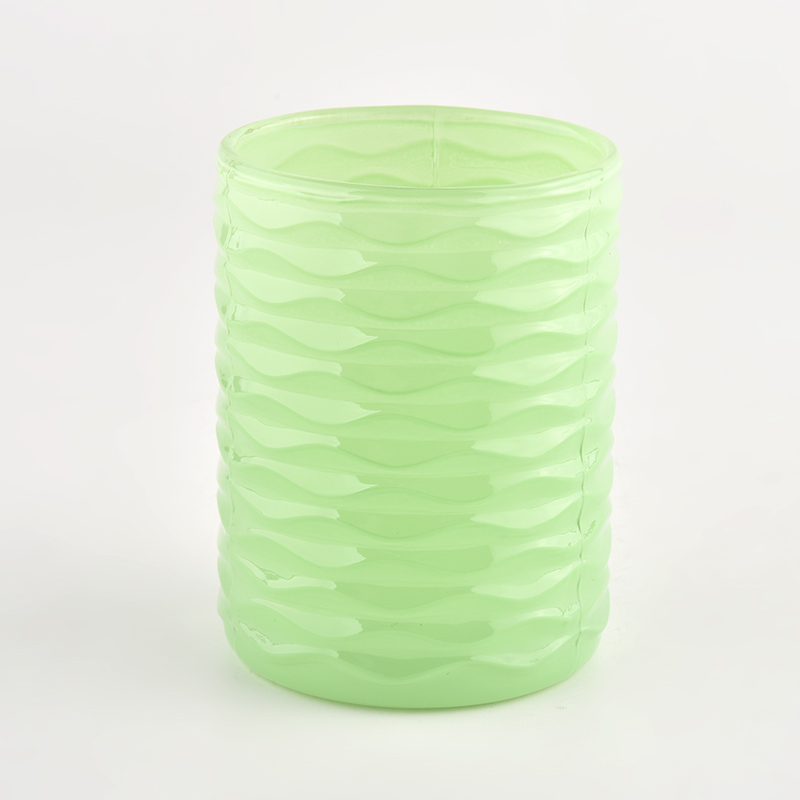 bright green glass candle holder 8oz
