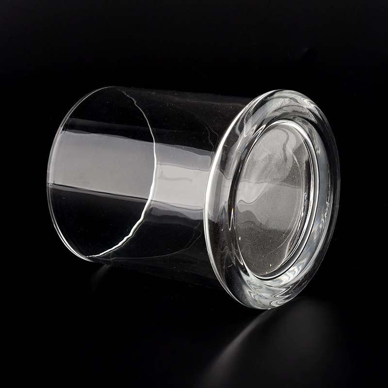 Balang lilin kaca jernih gaya lajur tinggi dipasangkan dengan penutup kaca