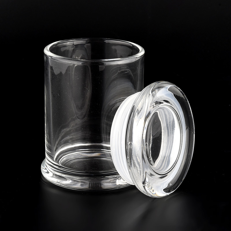 さまざまなサイズの平らなガラス蓋付きの透明なメトロガラスキャンドルホルダー