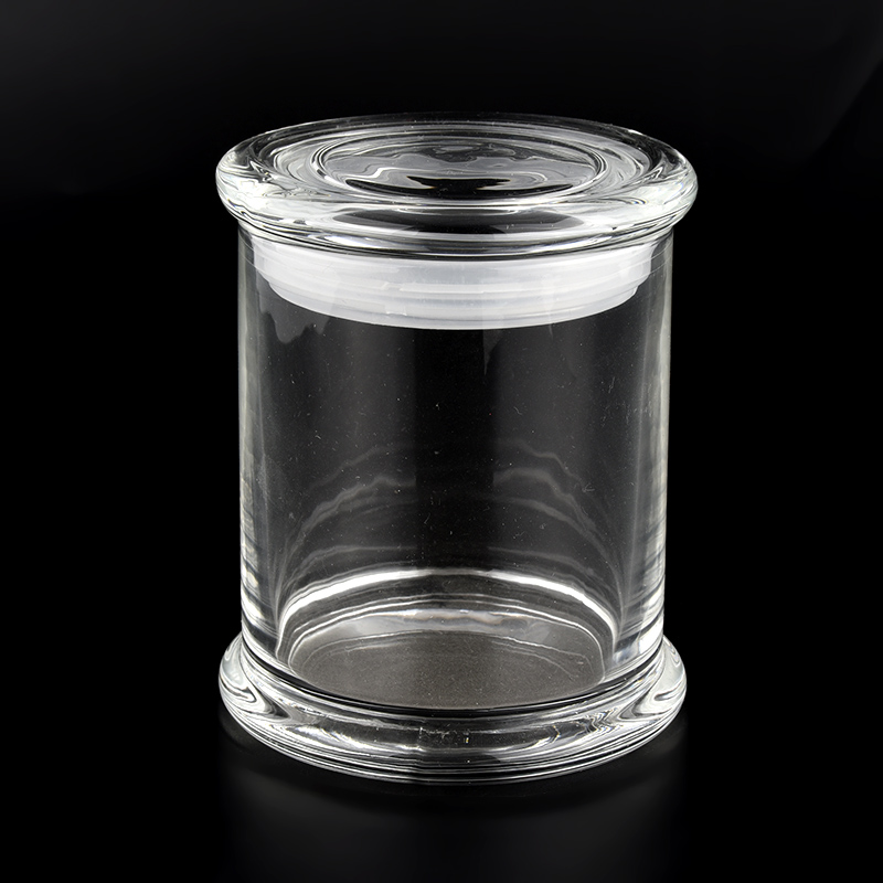 crystal high white glass candle jars with glass lids