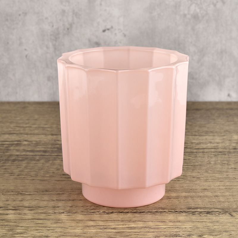 Luxury 8oz 10oz pink glass candle holder from Sunny Glassware in bulk