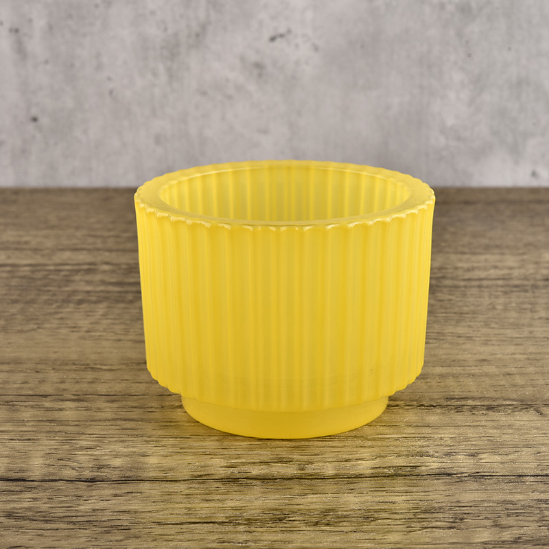 Wholesale newly design 200ml yellow glass candle jar for home deco