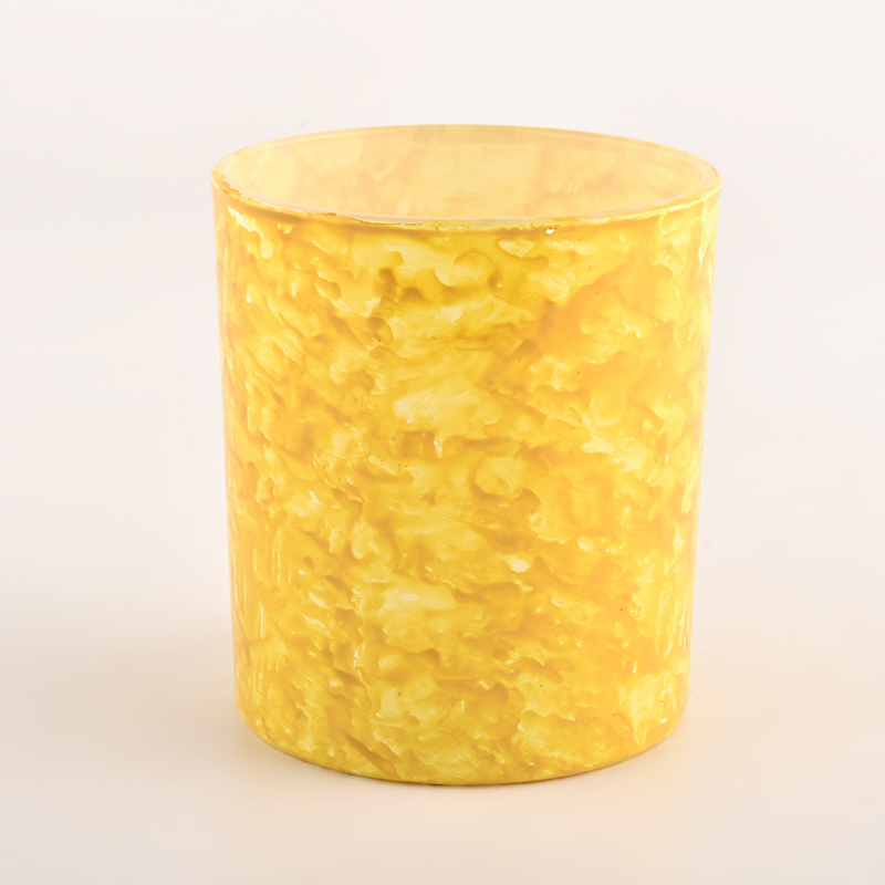 Prekrasan žuti stakleni svijećnjak 8 oz