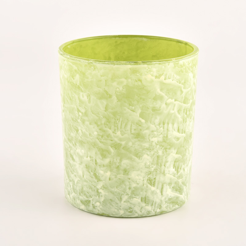 light green decorative glass candle container 8oz 