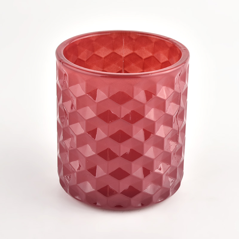 vasi di vetro di lusso con candele in vetro diamantato per l'arredamento della casa