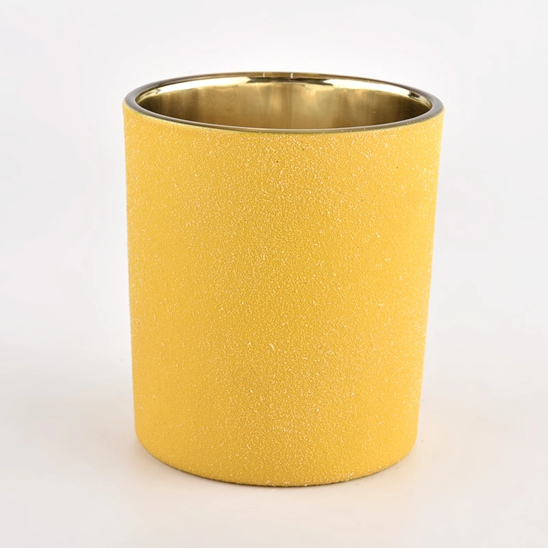 home decor yellow coating glass candle jar