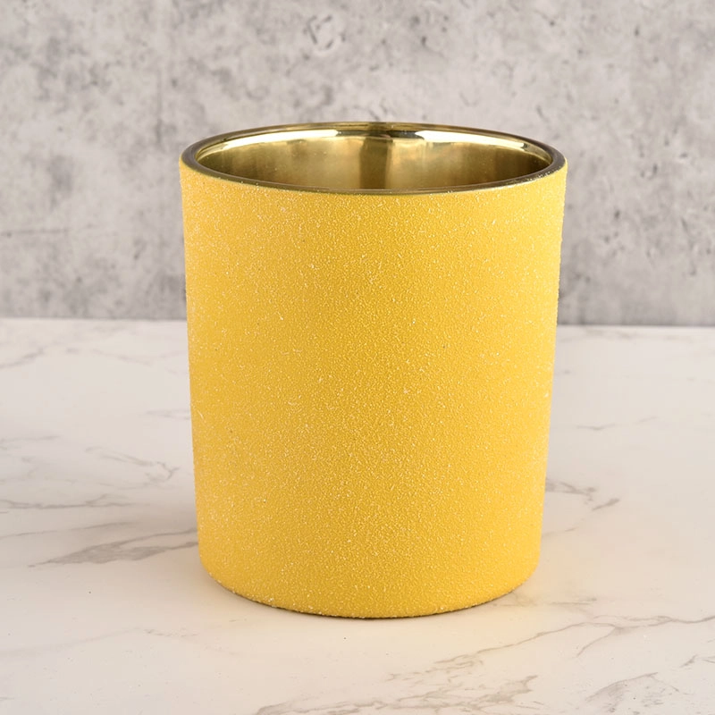 home decor yellow coating glass candle jar