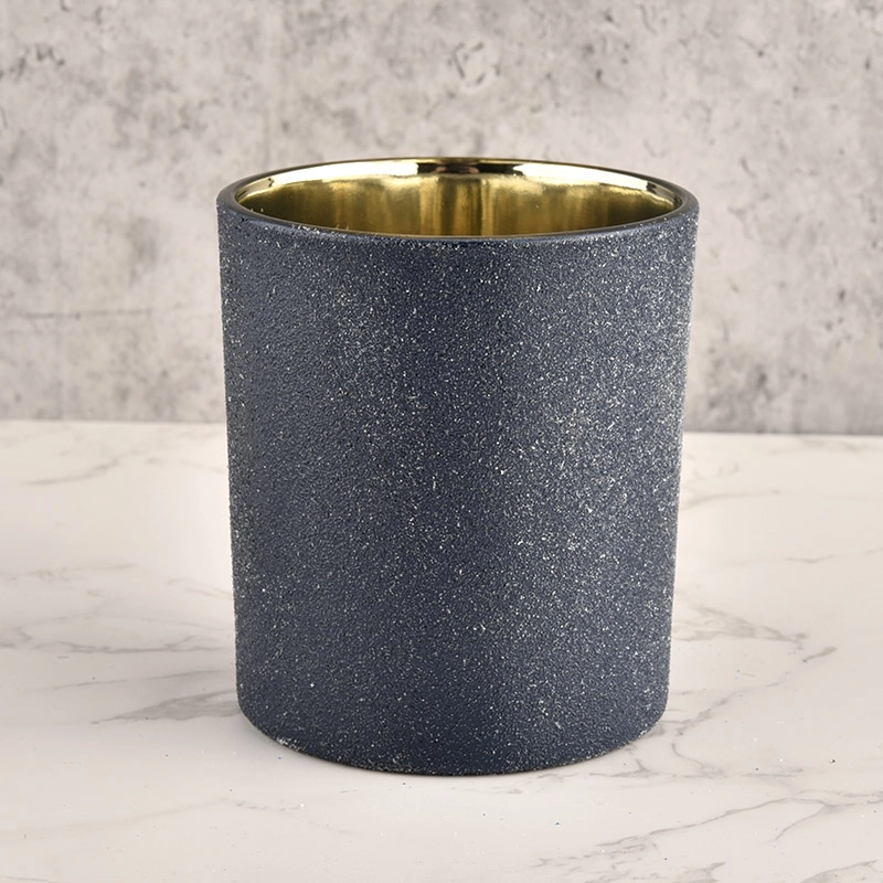 luxury black powder coating glass candle jar