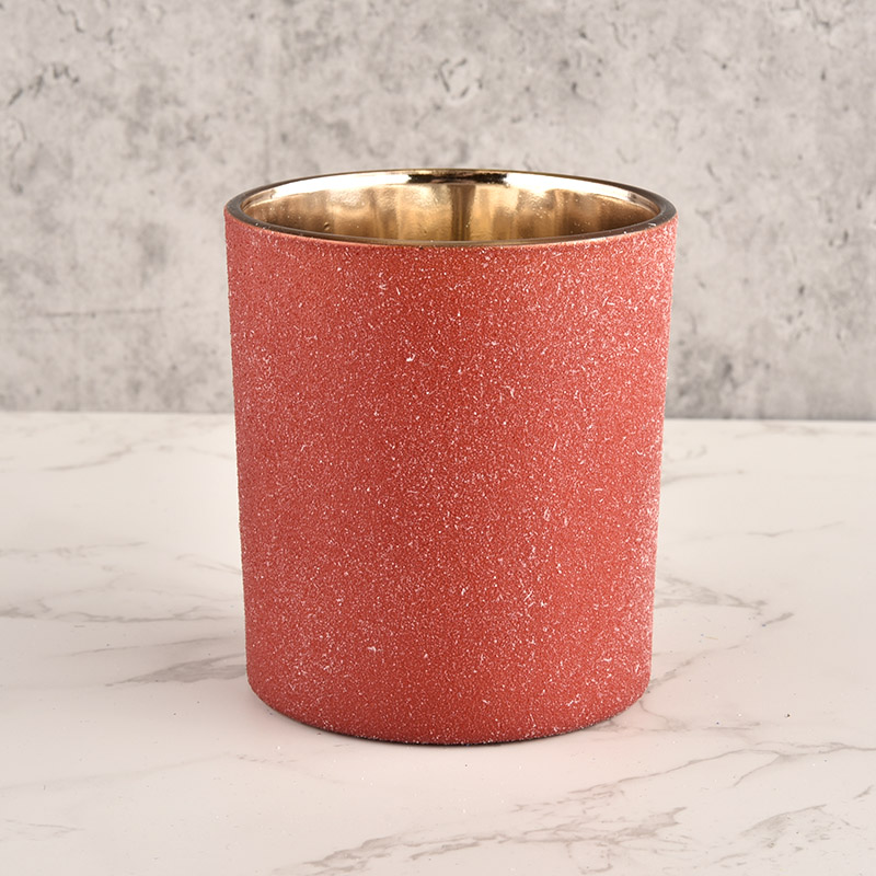 luxury metal color coating glass candle jar