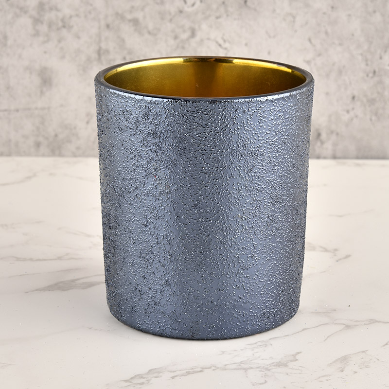 luxury grey coating glass candle jar