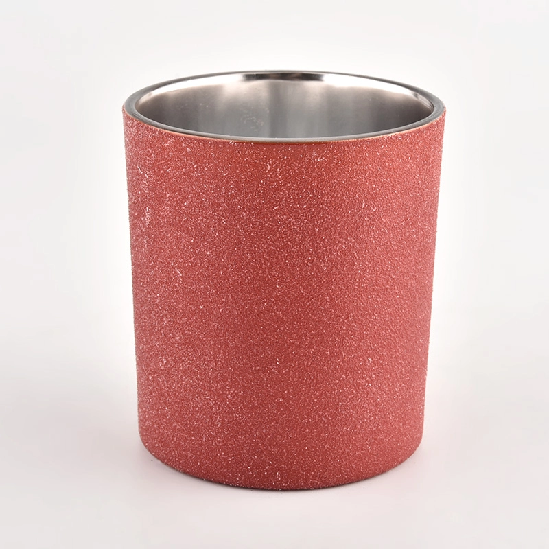 Stock 8oz 10oz diamond red effect glass candle holder for wholesale