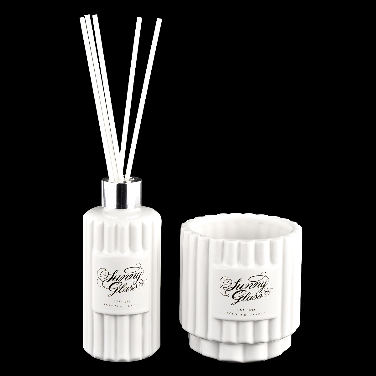 Newly design 410ml ceramic candle holder and match diffuser bottle for wholesale