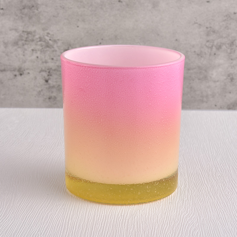bejana lilin kaca warna gradien unik untuk grosir