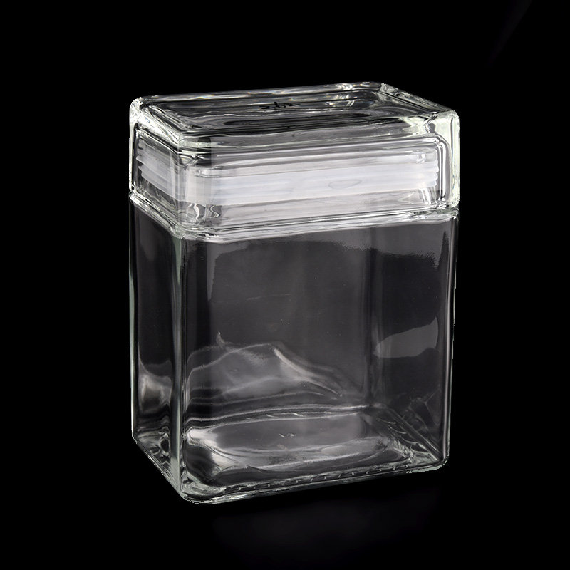 Borong 800ml persegi balang lilin kaca tersuai dengan penutup daripada Sunny Glassware