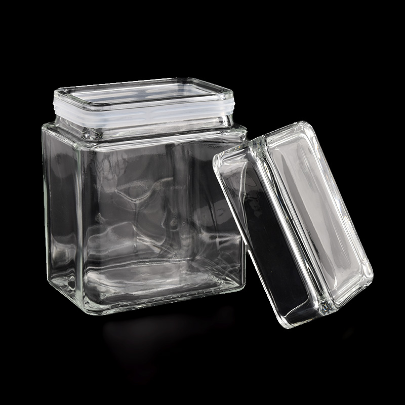 Wholesale 800ml square customized glass candle jar with lids from Sunny Glassware