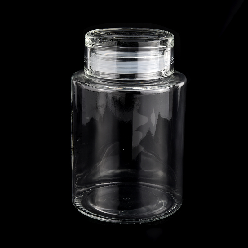 Desain baru tempat lilin kaca 1000ml silinder disesuaikan dengan tutup untuk grosir