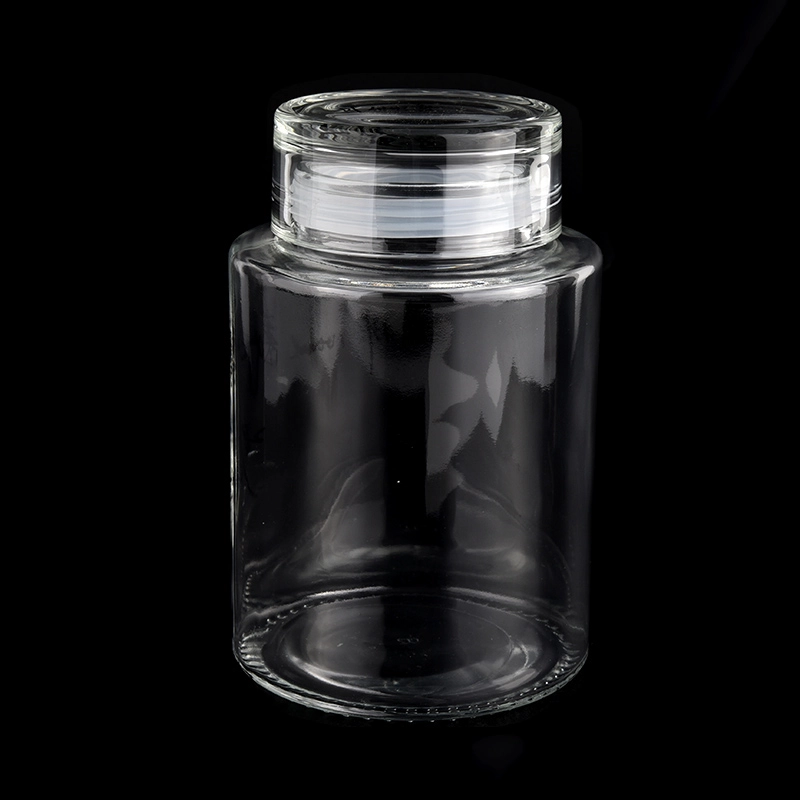 Newly design 1000ml cyliner customized glass candle holder with lids for wholesale