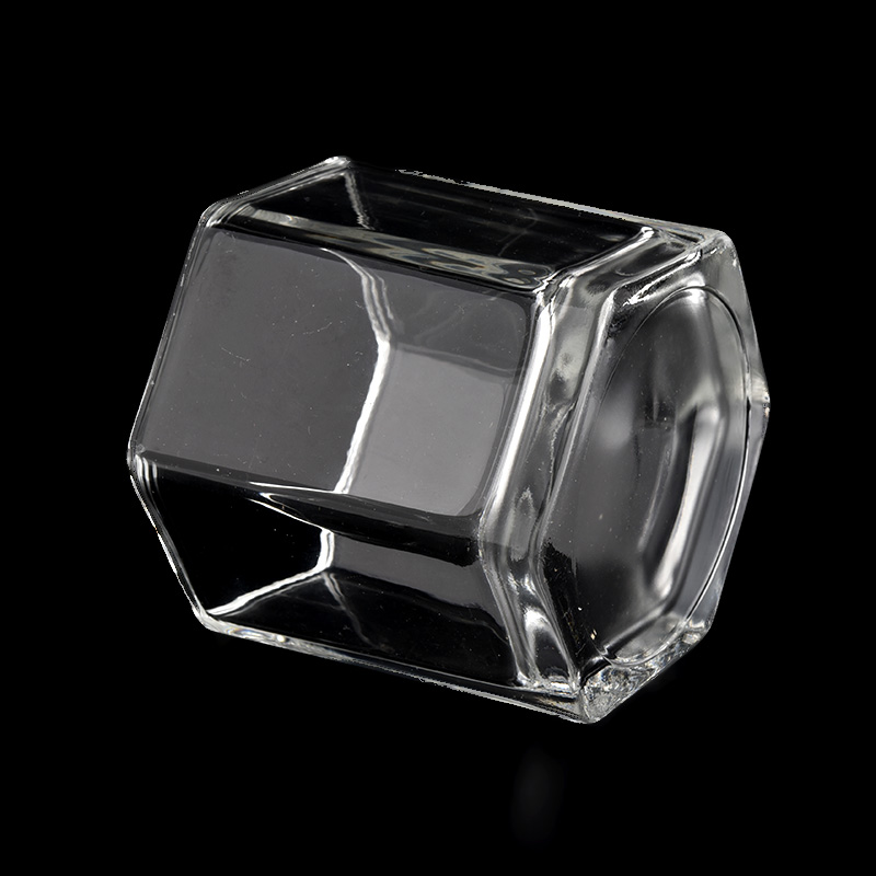 Supplier 300ml hexagon customized glass candle holder for home deco