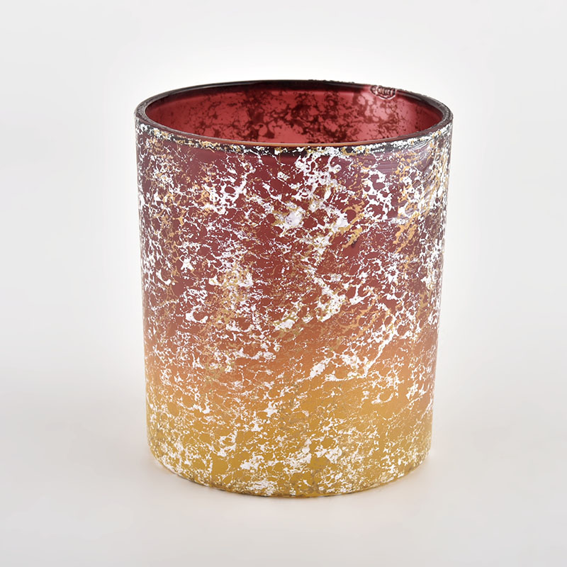 Supplier 300ml gradient red and orange cylinder glass candle jar in bulk