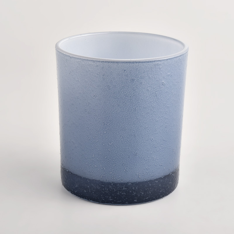 Vaso per candele in vetro cilindrico di colore grigio e bianco di lusso all'ingrosso da 8 once 10 once per la decorazione domestica
