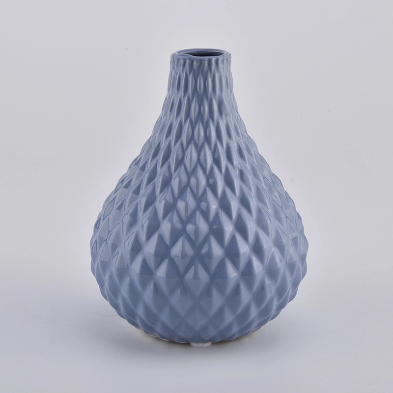 13oz blue cone shape ceramic reed diffuser bottle
