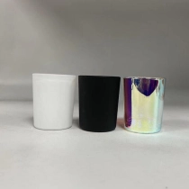 Kina glas votive krukke mat sort mat hvid iriserende glas lysestager fabrikant
