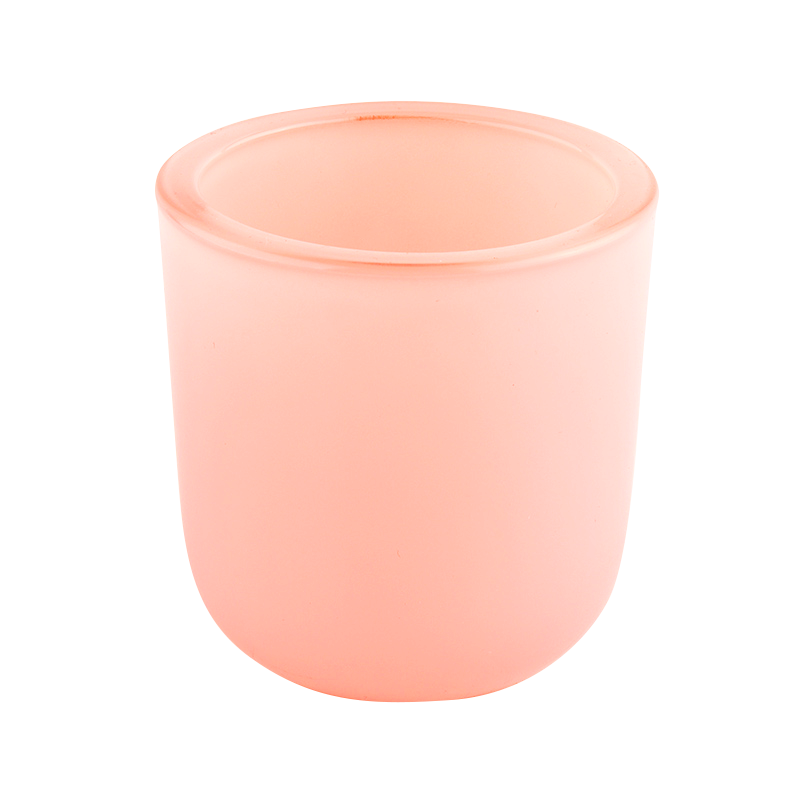 toples lilin kaca merah muda dengan dinding tebal bagian bawah untuk lilin 8oz