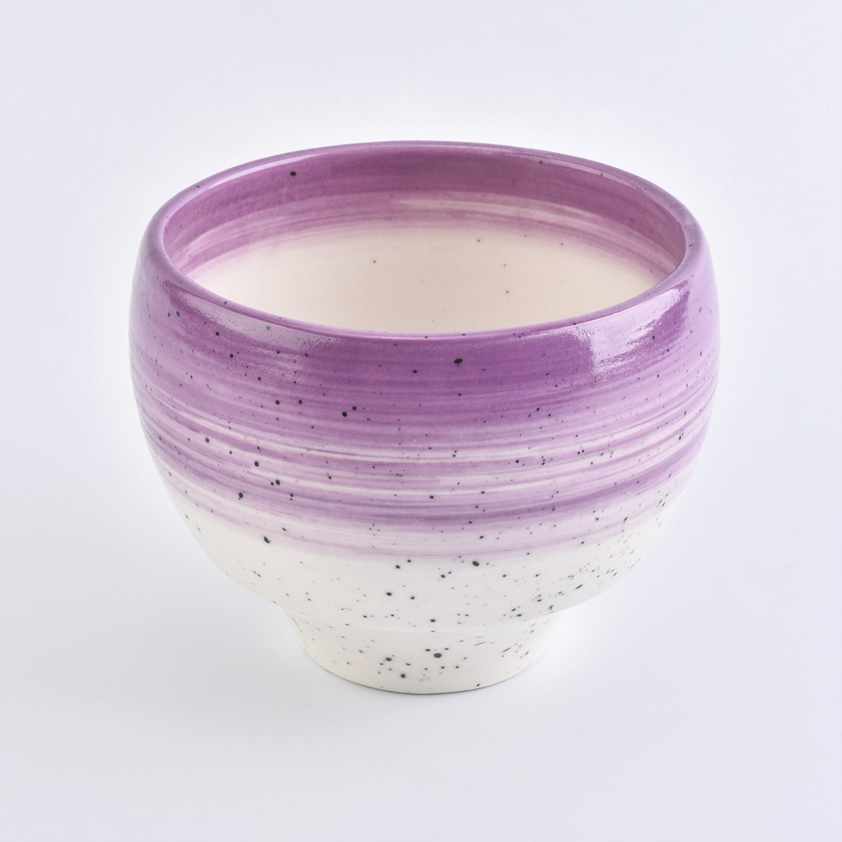 wadah lilin keramik putih dengan warna kuas merah muda 12 oz