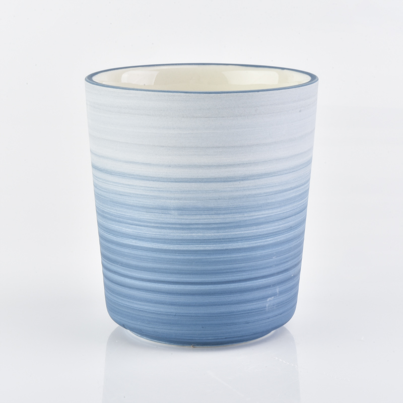 toples lilin keramik pola melingkar biru muda untuk pembuatan lilin