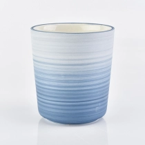 Kina tomme keramiske stearinlysglas til stearinlysfremstilling med lyseblå fabrikant