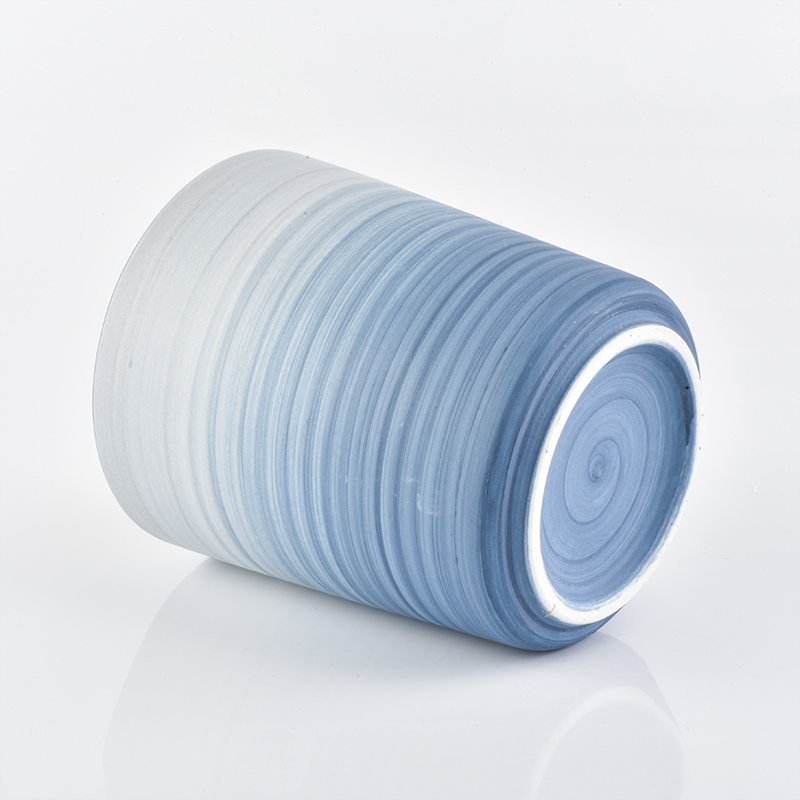 toples lilin keramik pola melingkar biru muda untuk pembuatan lilin