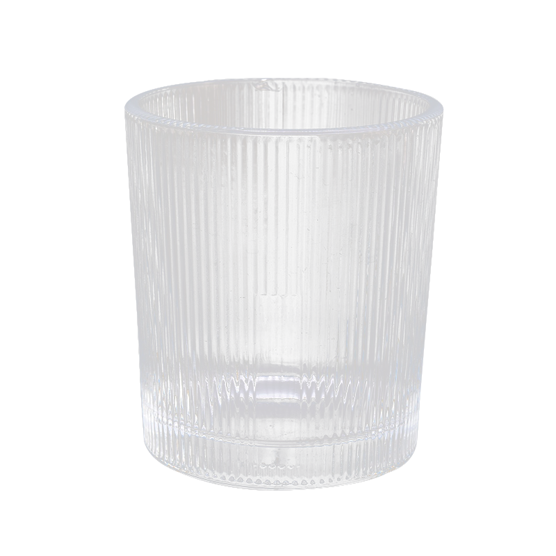Round Vertical Stripes Candle Clear Glass Jar Wholesale