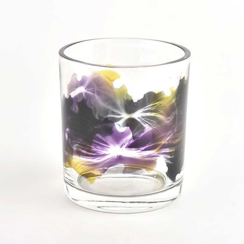 luxury 6oz handmade paint glass candle holders for wholesale