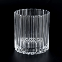 中国 流行的条纹玻璃蜡烛罐透明烛台供应商 制造商
