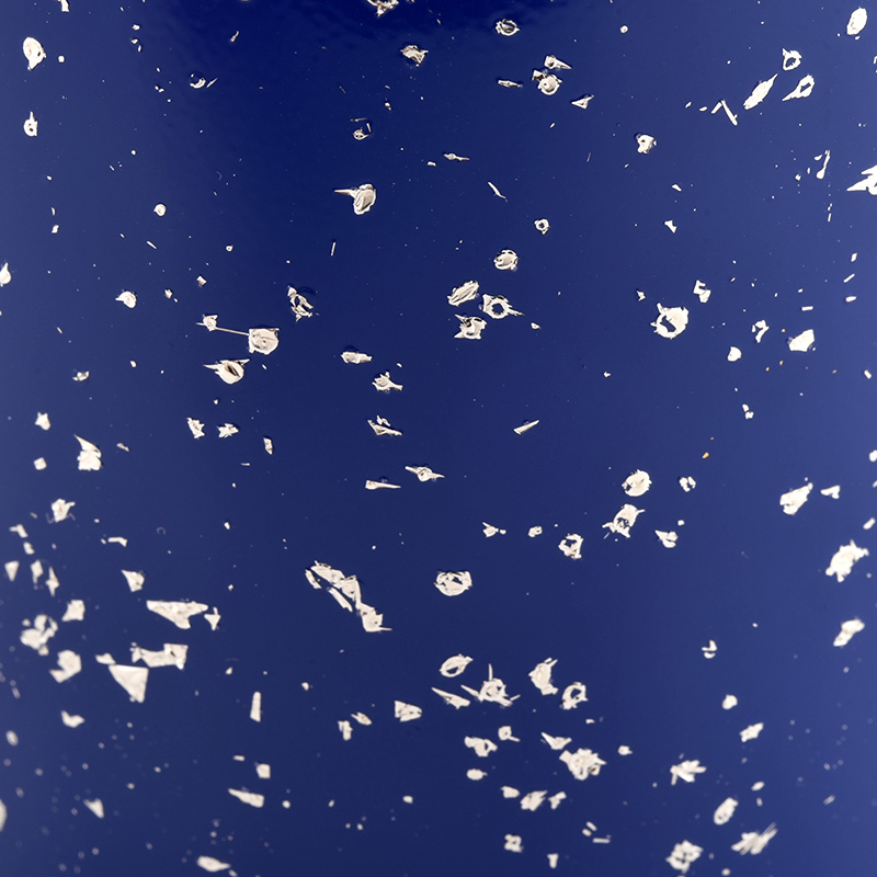বাল্ক উপহারের জন্য সাদা দাগ নীল কাচের জার মোমবাতির পাত্র
