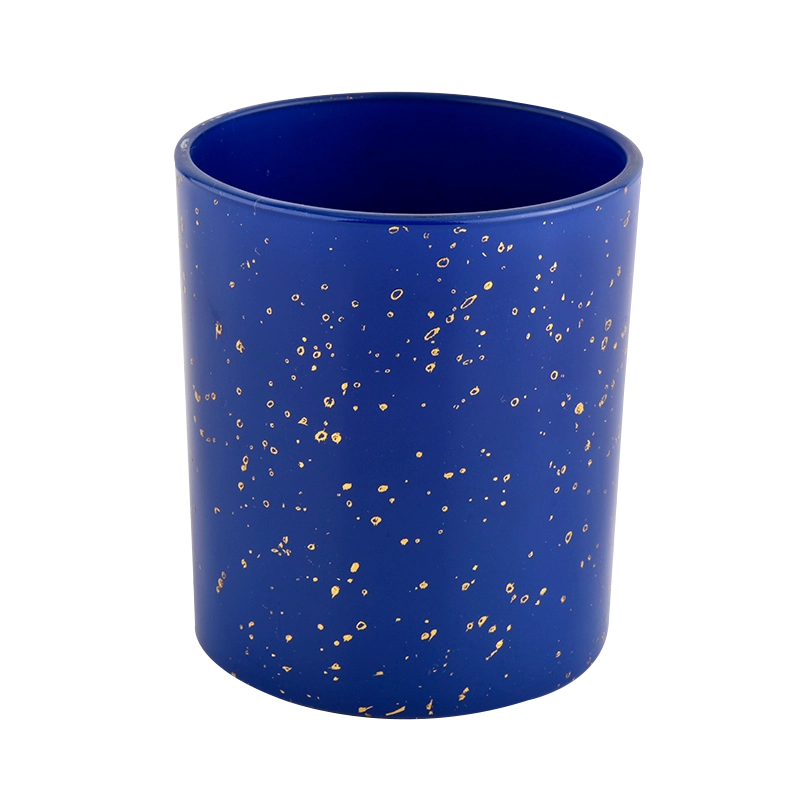 Wholesale golden blue glass candle jar with high quality