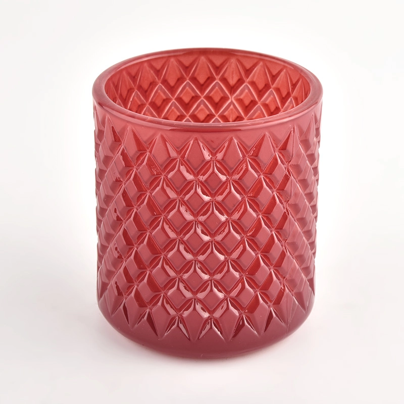Customized color embossed pattern 8oz glass candle holders